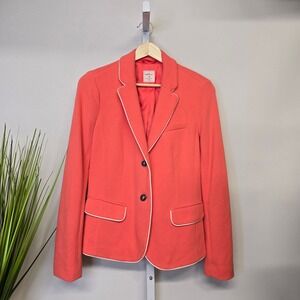 Gap Academy Blazer Coral Pink‎ White Trim Button Front Size 2